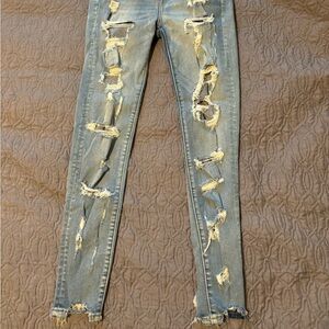 American Eagle distressed super hi-rise jegging size 2 short
